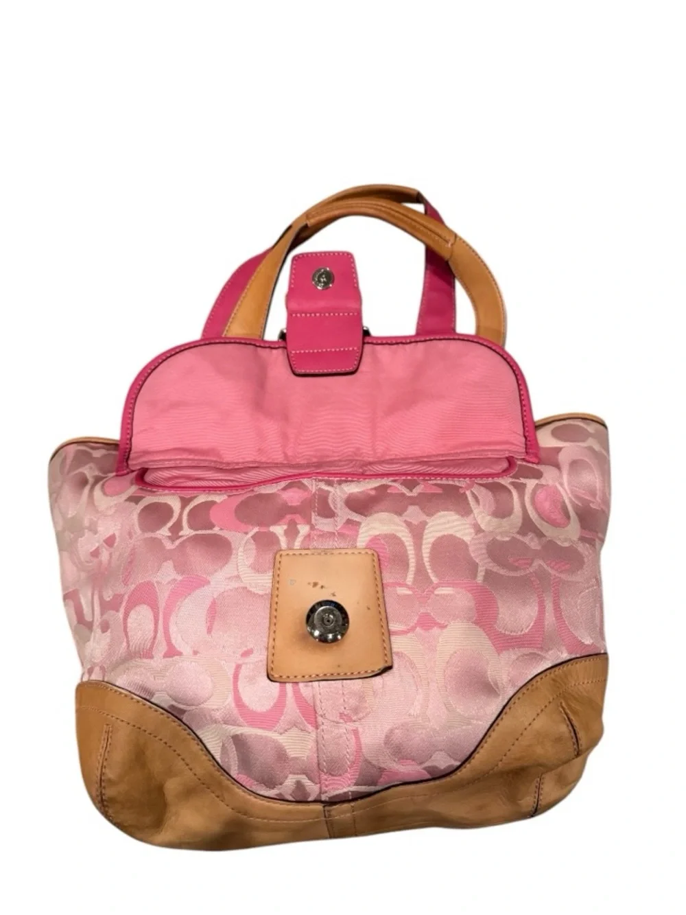 Vintage Coach Pink Soho Signature Optic Monogram Jacquard Buckle Shoulder Bag - Picture 5 of 12